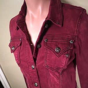 NWT Miss Me red wine colored denim jacket